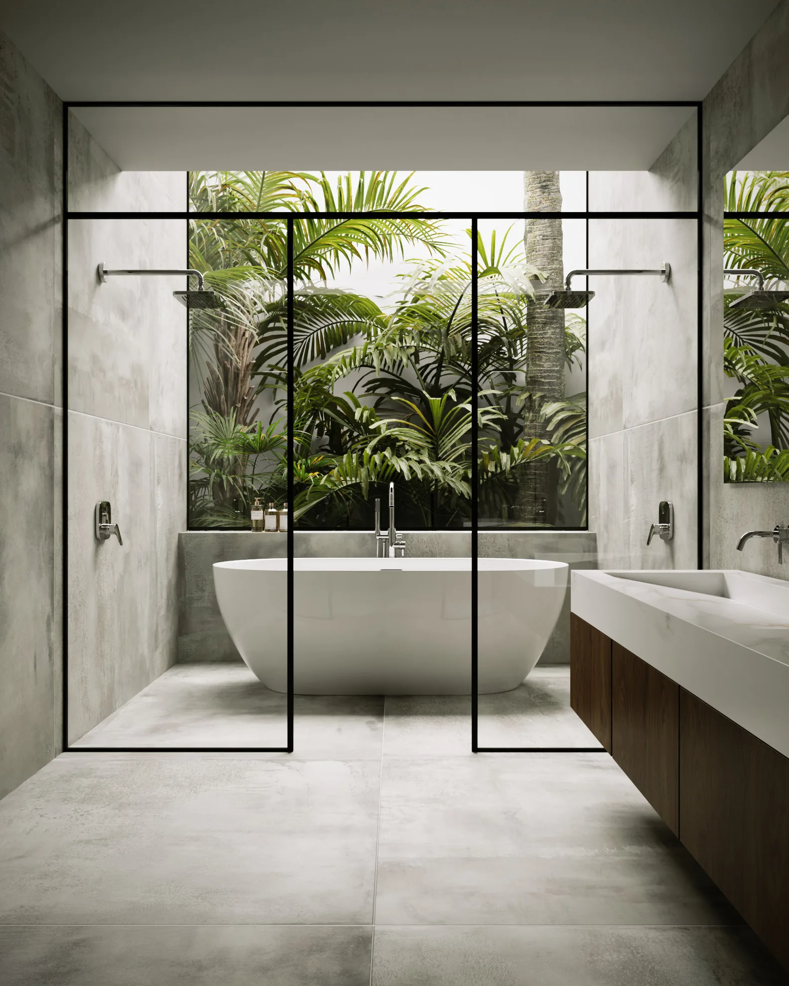 Baño con patio interior