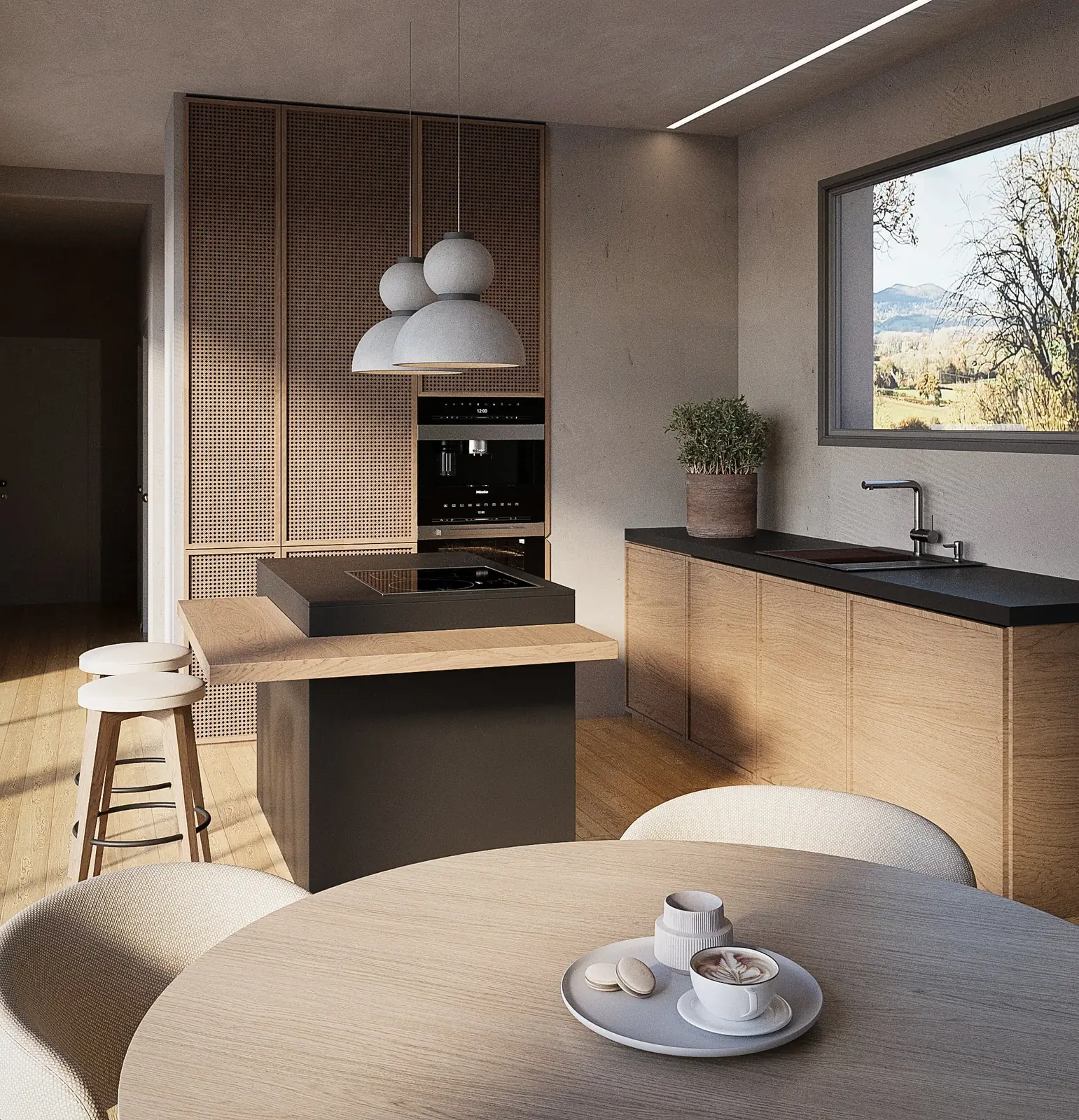 Cocina en madera con isla