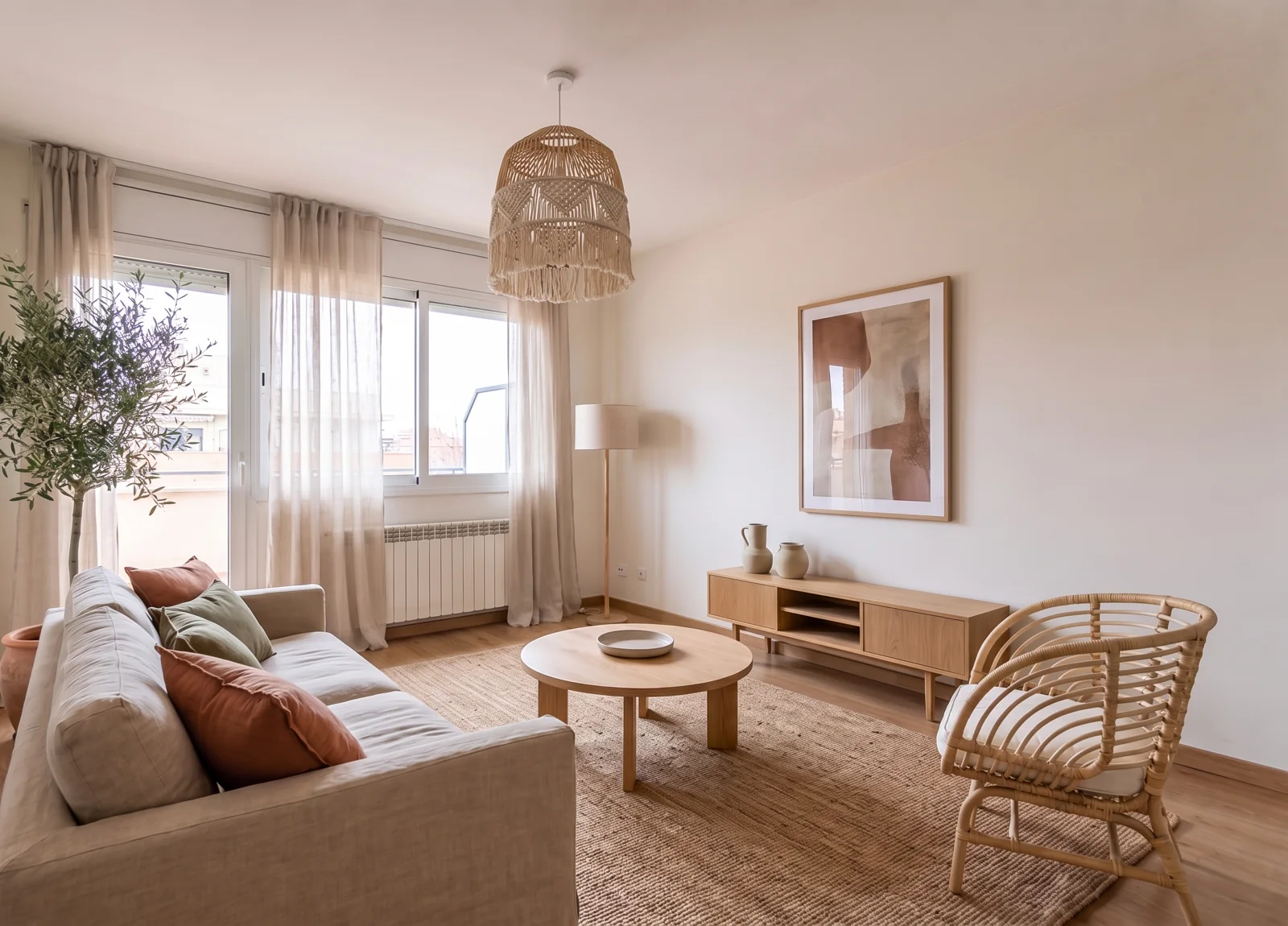 Salón con home staging virtual