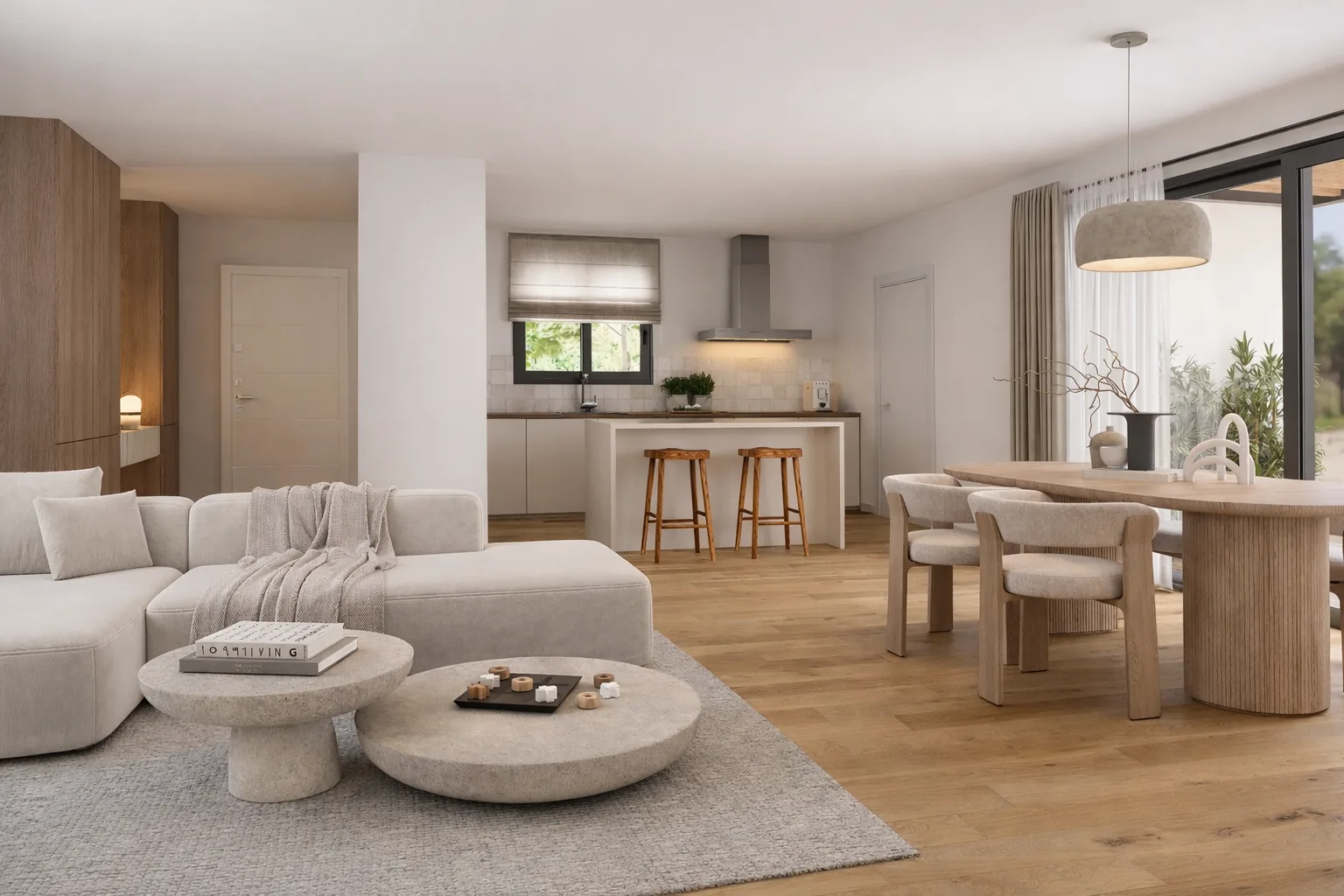 Salón con home staging virtual
